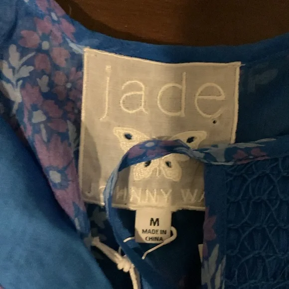 New Johnny Was Jade Blue Blaire Floral 100% Silk Midi Dress - Picture 10 of 16